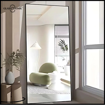 Decorative mirror placed at correct eye-level height