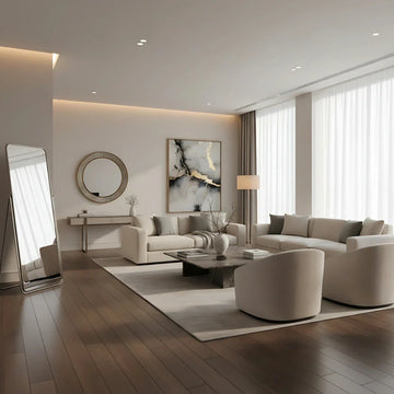 Luxury home décor using stylish mirrors for budget-friendly premium look
