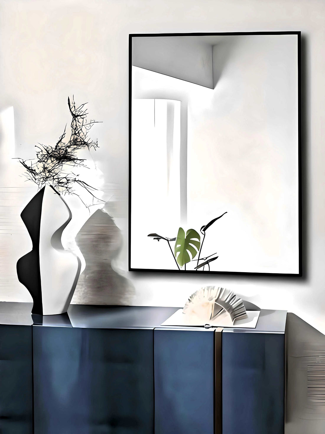 Aluminium Mirror in black frame