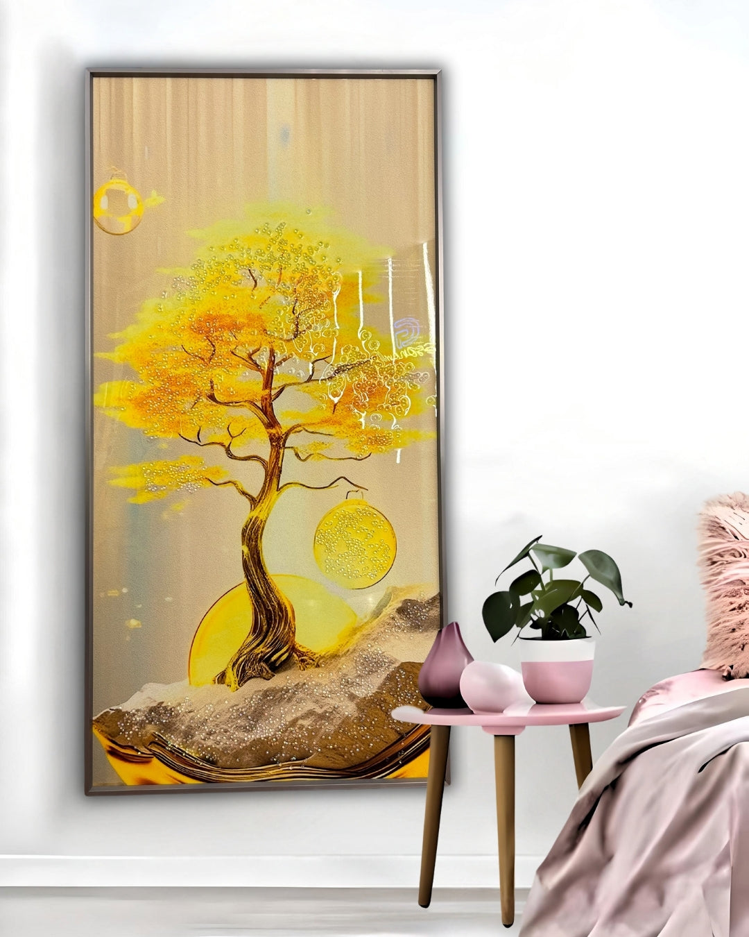 gold money tree painting Yellow Tree Crystal Art Painting