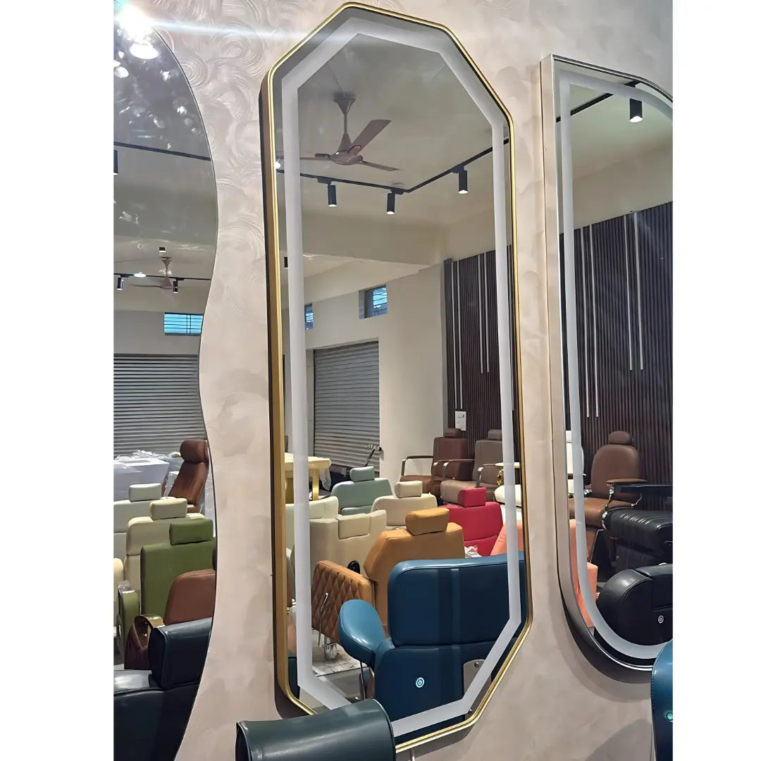 Tall Octagon LED Mirror by Glassonomic – Premium full-length vertical mirror with aluminium frame and inbuilt LED lighting