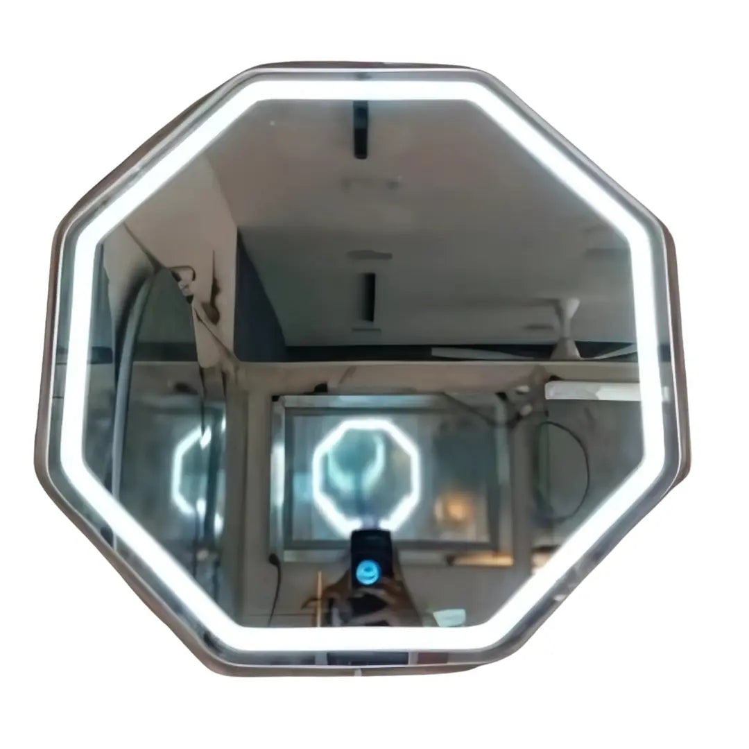 8-Side Octagon LED Mirror with Frame – Custom Designer Mirror by Glassonomic