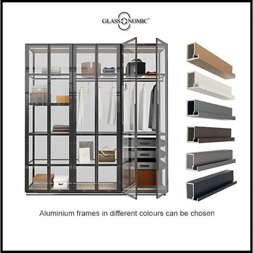 20mm aluminium wardrobe shutters with matte black finish in a modern bedroom