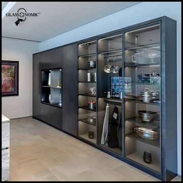 Modern Modular Kitchen with Full Aluminium Shutter Panels