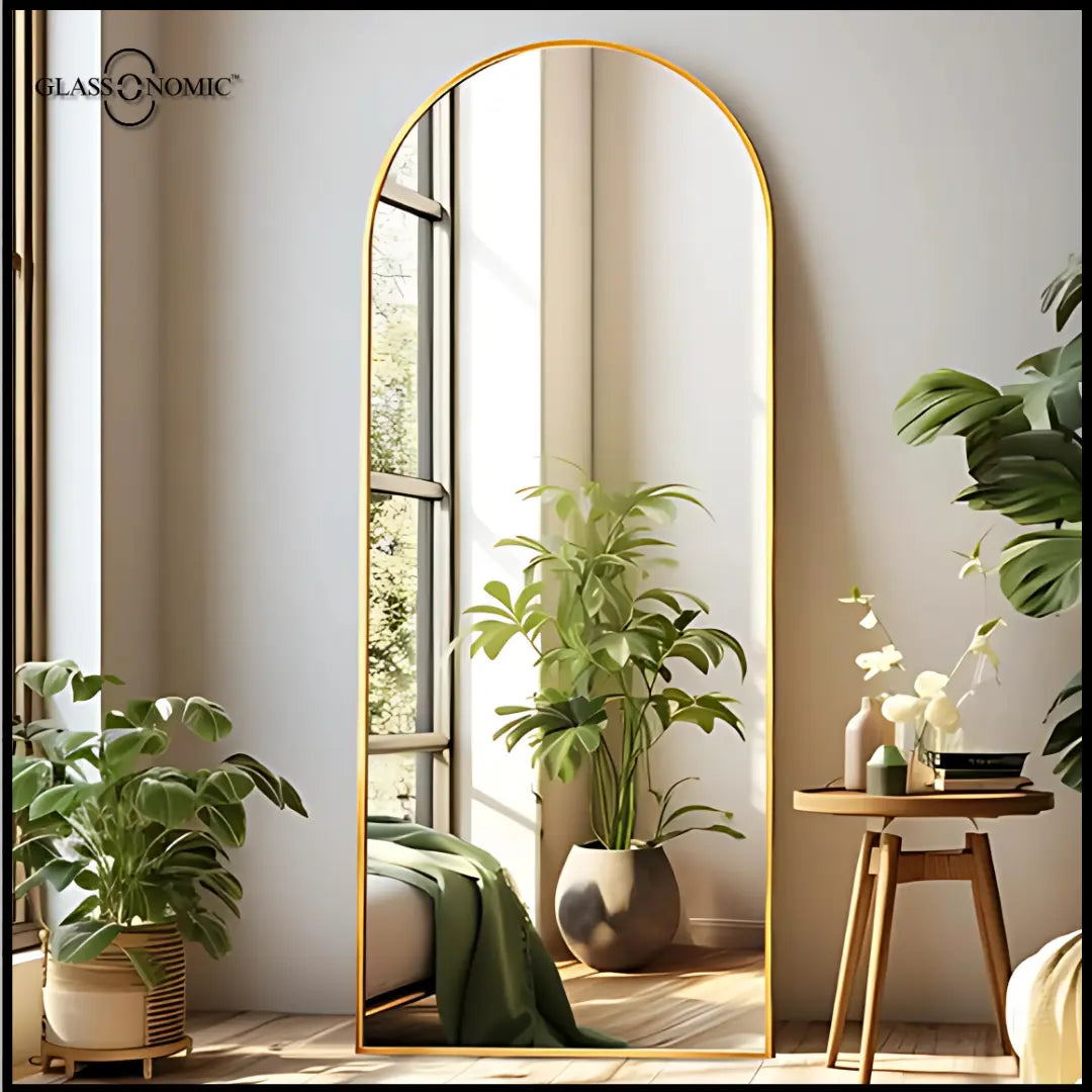 Luxury Wall Mirror with Gold Matte Aluminum Frame by Glassonomic