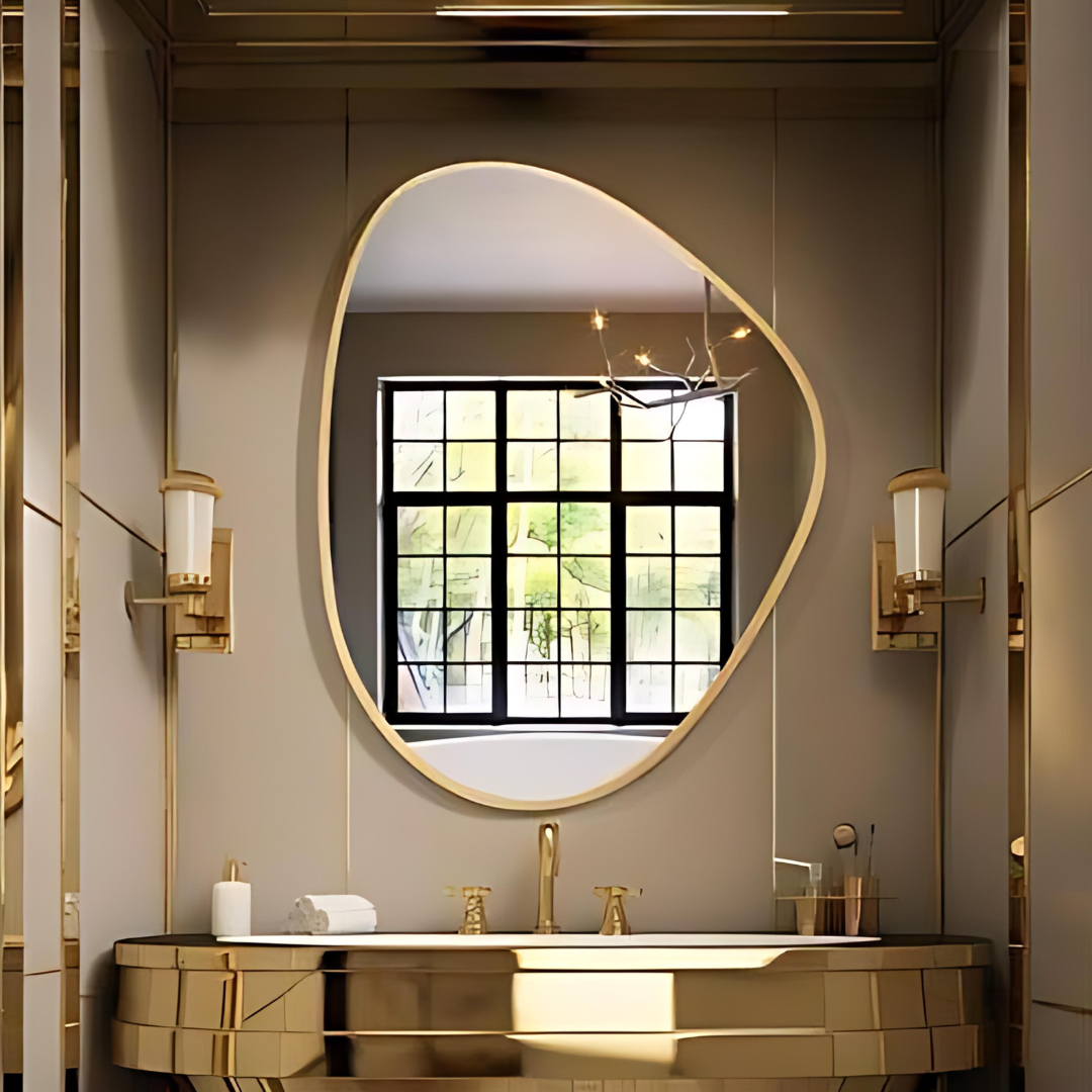Custom shape framed mirrors without LED light by Glassonomic – modern and designer mirror collection for stylish interiors.
