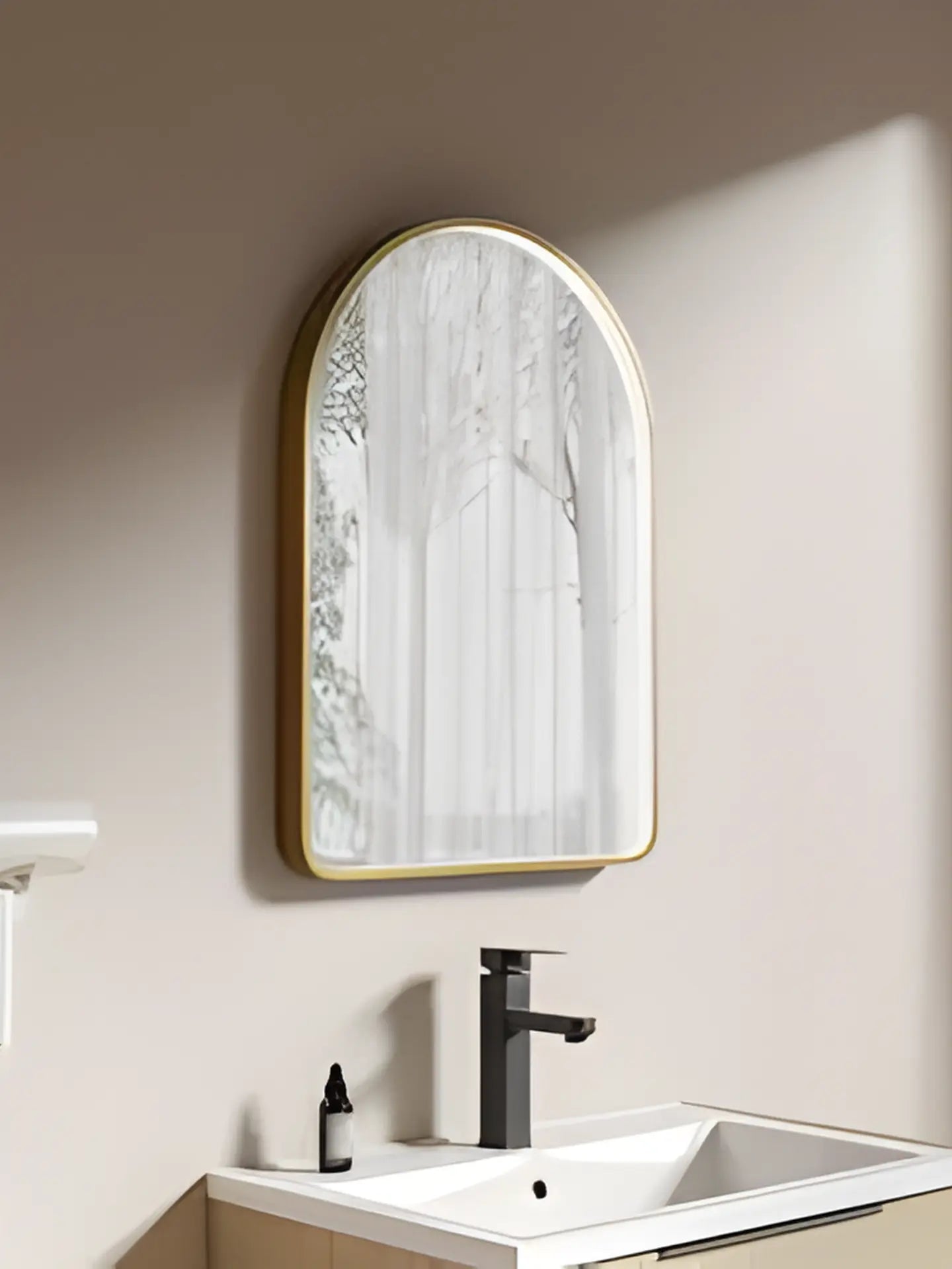 Bathroom vanity with a mirror and sink