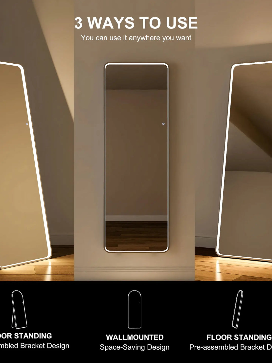 Elegante Rectangle PVC LED Mirror with Lighting Frame